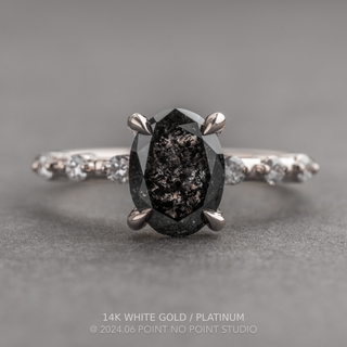 1.63 Carat Black Salt and Pepper Oval Diamond Engagement Ring, Nova Setting