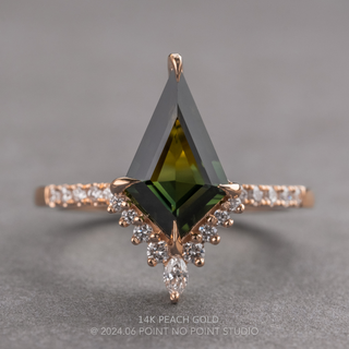 3.37 Carat Green Kite Sapphire and Diamond Engagement Ring, Avaline Setting