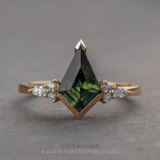 1.41 Carat Green Kite Sapphire and Diamond Engagement Ring, Quinn Setting