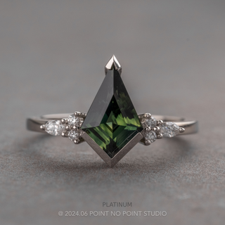 1.41 Carat Green Kite Sapphire and Diamond Engagement Ring, Quinn Setting