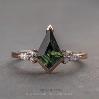 1.41 Carat Green Kite Sapphire and Diamond Engagement Ring, Quinn Setting