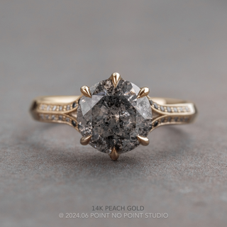 2.26 Carat Salt and Pepper Round Diamond Engagement Ring, Ombre Mackenzie Setting