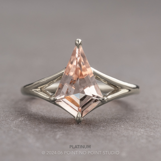 1.02 Carat Kite Morganite Engagement Ring, Split Shank Jane Setting