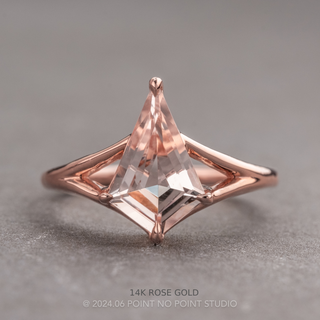 1.02 Carat Kite Morganite Engagement Ring, Split Shank Jane Setting