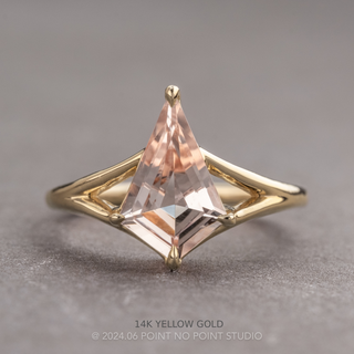 1.02 Carat Kite Morganite Engagement Ring, Split Shank Jane Setting