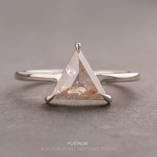 2.03 Carat Orange Speckled Icy White Triangle Diamond Engagement Ring, Jane Setting
