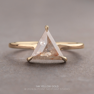 2.03 Carat Orange Speckled Icy White Triangle Diamond Engagement Ring, Jane Setting