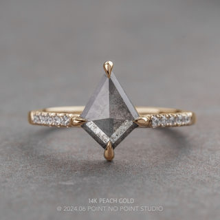 1.41 Carat Black Salt and Pepper Kite Diamond Engagement Ring, Jules Setting