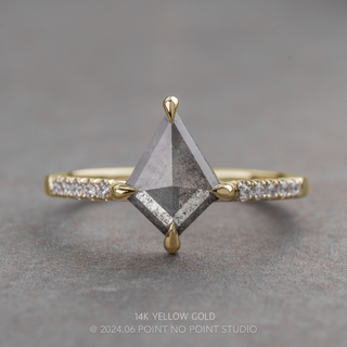 1.41 Carat Black Salt and Pepper Kite Diamond Engagement Ring, Jules Setting