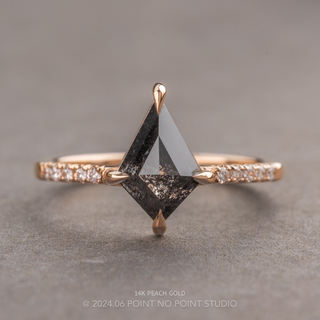 1.13 Carat Black Salt and Pepper Kite Diamond Engagement Ring, Jules Setting