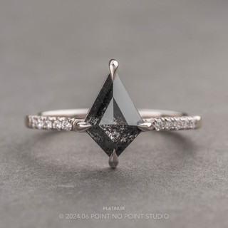 1.13 Carat Black Salt and Pepper Kite Diamond Engagement Ring, Jules Setting