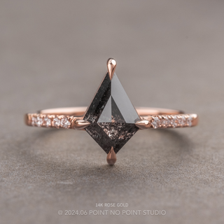 1.13 Carat Black Salt and Pepper Kite Diamond Engagement Ring, Jules Setting