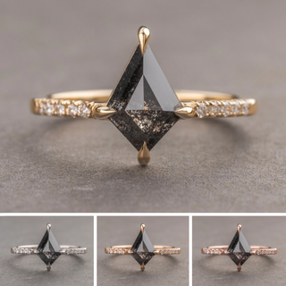 1.13 Carat Black Salt and Pepper Kite Diamond Engagement Ring, Jules Setting