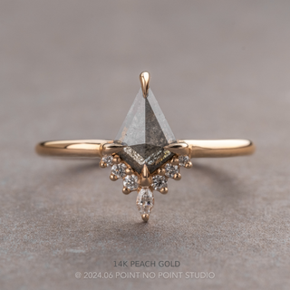 .74 Carat Black Salt and Pepper Kite Diamond Engagement Ring, Ava Setting