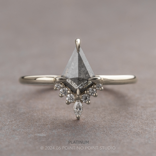 .74 Carat Black Salt and Pepper Kite Diamond Engagement Ring, Ava Setting