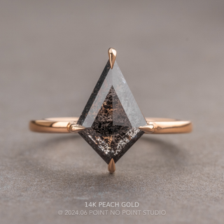 3.30 Carat Black Speckled Kite Diamond Engagement Ring, Jane Setting