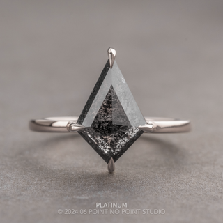 3.30 Carat Black Speckled Kite Diamond Engagement Ring, Jane Setting