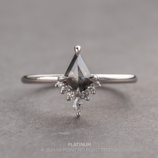 .86 Carat Black Speckled Kite Diamond Engagement Ring, Ava Setting