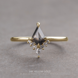 .86 Carat Black Speckled Kite Diamond Engagement Ring, Ava Setting