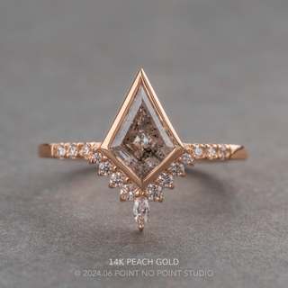 1.11 Carat Canadian Salt and Pepper Kite Diamond Engagement Ring, Bezel Avaline Setting