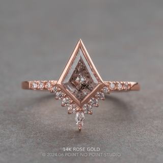 1.11 Carat Canadian Salt and Pepper Kite Diamond Engagement Ring, Bezel Avaline Setting