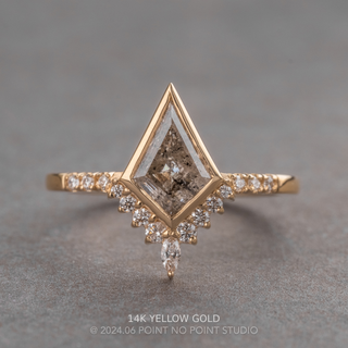 1.11 Carat Canadian Salt and Pepper Kite Diamond Engagement Ring, Bezel Avaline Setting