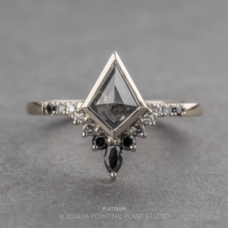 .96 Carat Black Kite Diamond Engagement Ring, Bezel Ombre Avaline Setting, Point No Point Studio. Available in a variety of metal types. Eco-friendly, Recycled Metals, Conflict Free.