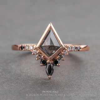 .96 Carat Black Kite Diamond Engagement Ring, Bezel Ombre Avaline Setting, Point No Point Studio. Available in a variety of metal types. Eco-friendly, Recycled Metals, Conflict Free.
