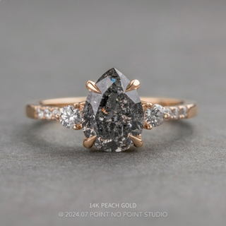 1.78 Carat Canadian Salt and Pepper Pear Diamond Engagement Ring, Eliza Setting