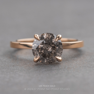 1.83 Carat Salt and Pepper Round Diamond Engagement Ring, Tulip Jane Setting