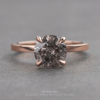 1.83 Carat Salt and Pepper Round Diamond Engagement Ring, Tulip Jane Setting