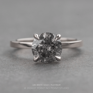 1.83 Carat Salt and Pepper Round Diamond Engagement Ring, Tulip Jane Setting