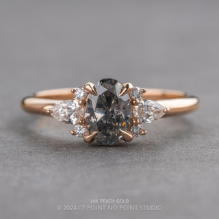 1.45 Carat Canadian Salt and Pepper Oval Diamond Engagement Ring, Charlotte Setting