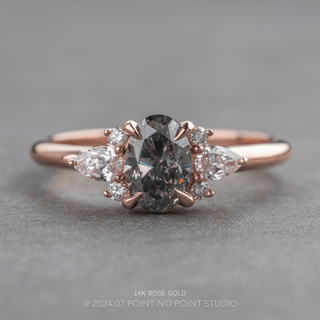 1.45 Carat Canadian Salt and Pepper Oval Diamond Engagement Ring, Charlotte Setting