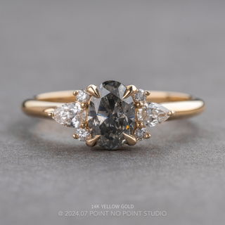 1.45 Carat Canadian Salt and Pepper Oval Diamond Engagement Ring, Charlotte Setting