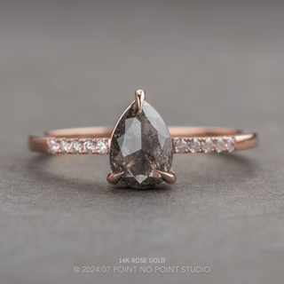 1.29 Carat Black Salt and Pepper Pear Diamond Engagement Ring, Juliette Setting