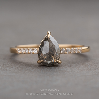 1.29 Carat Black Salt and Pepper Pear Diamond Engagement Ring, Juliette Setting