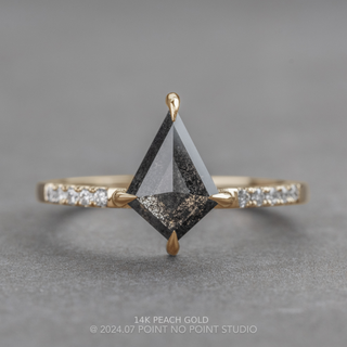 1.59 Carat Black Speckled Kite Diamond Engagement Ring, Juliette Setting