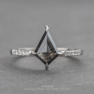 1.59 Carat Black Speckled Kite Diamond Engagement Ring, Juliette Setting