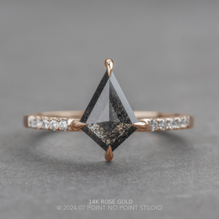 1.59 Carat Black Speckled Kite Diamond Engagement Ring, Juliette Setting