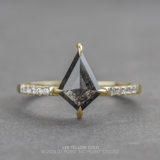 1.59 Carat Black Speckled Kite Diamond Engagement Ring, Juliette Setting