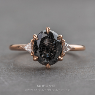 2.34 Carat Black Oval Diamond Engagement Ring, Zoe Setting
