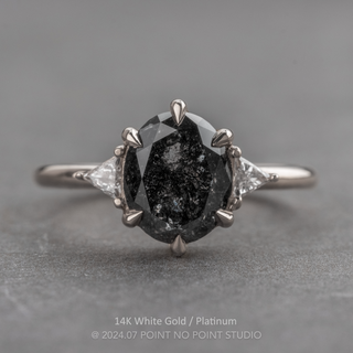 2.34 Carat Black Oval Diamond Engagement Ring, Zoe Setting