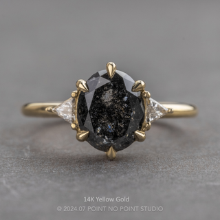 2.34 Carat Black Oval Diamond Engagement Ring, Zoe Setting