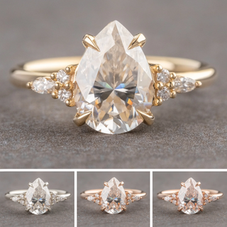 2.08 Carat Pear Moissanite and Diamond Engagement Ring, Quinn Setting