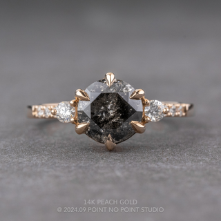 2.30 Carat Salt and Pepper Round Diamond Engagement Ring, Eliza Setting