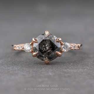 2.30 Carat Salt and Pepper Round Diamond Engagement Ring, Eliza Setting
