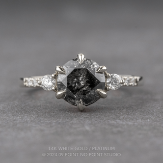 2.30 Carat Salt and Pepper Round Diamond Engagement Ring, Eliza Setting