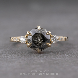 2.30 Carat Salt and Pepper Round Diamond Engagement Ring, Eliza Setting
