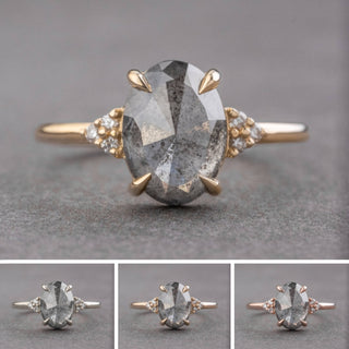 2.29 Carat Salt and Pepper Oval Diamond Engagement Ring, Quinn Setting